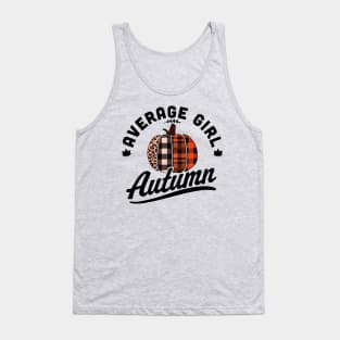 Average Girl Autumn - Fall Season - Leopard Plaid Pumpkin Tank Top